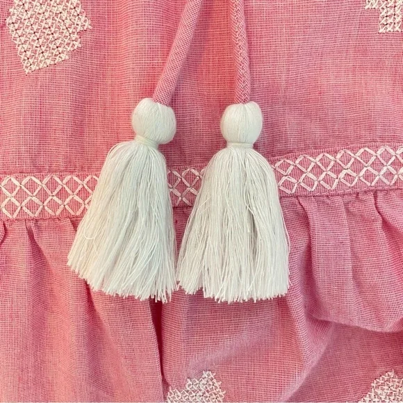 Rose and Rose Snaresbrook Pink Embroidered Floral Tunic Tassels Dress Size S - Picture 16 of 16